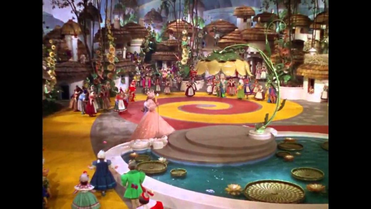 The swirly yellow brick road from the wizard of oz is shown